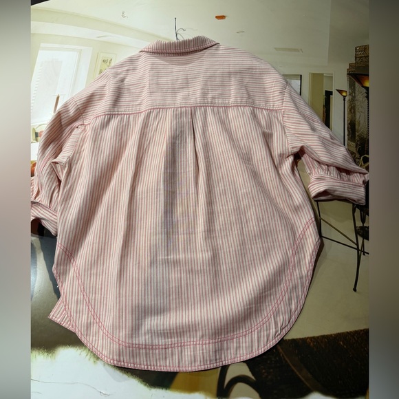 Pilcro Women’s Pink and White Striped Button Down Shirt - Picture 5 of 7